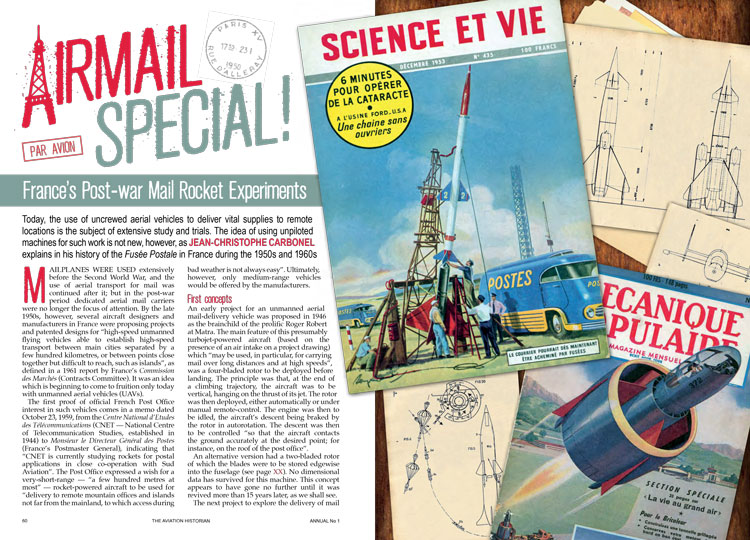PDF document opens in a new browser tab (or window) France's Post-war Mail Rocket Experiments (double-page preview spread)