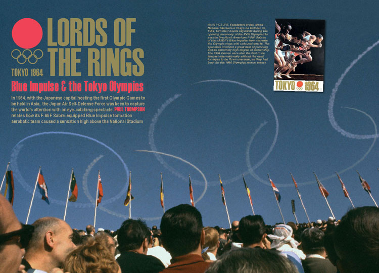 PDF document opens in a new browser tab (or window) Blue Impulse display at 1964 Tokyo Olympics (double-page preview spread)