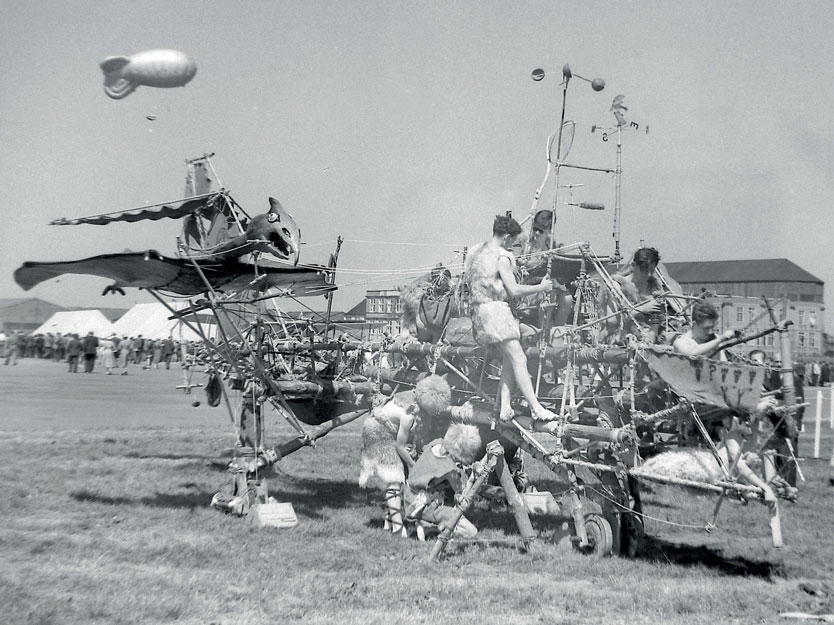 Not all progress, is it? RAE's jubilee Caveman Bomber at Farnborough in 1955